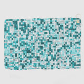緑がかったシアン色の重なり合う小さな正方形 ゴルフタオル (横)