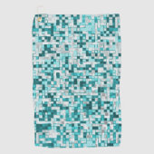 緑がかったシアン色の重なり合う小さな正方形 ゴルフタオル (正面)