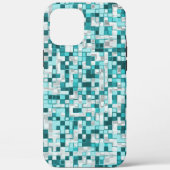 緑がかったシアン色の重なり合う小さな正方形 Case-Mate iPhoneケース (裏面)