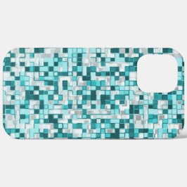 緑がかったシアン色の重なり合う小さな正方形 iPhone 12 PRO MAX ケース