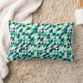 緑がかった三角形パターン ランバークッション (ブランケット)