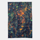 緑がかった上に置き換えられたキャンプファイヤーの抽象芸術モザイク キッチンタオル (縦)