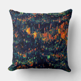 緑がかった上に置き換えられたキャンプファイヤーの抽象芸術モザイク クッション