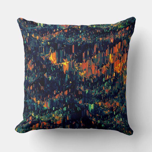 緑がかった上に置き換えられたキャンプファイヤーの抽象芸術モザイク クッション (正面)