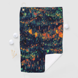緑がかった上に置き換えられたキャンプファイヤーの抽象芸術モザイク ゴルフタオル