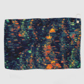 緑がかった上に置き換えられたキャンプファイヤーの抽象芸術モザイク ゴルフタオル (横)