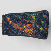 緑がかった上に置き換えられたキャンプファイヤーの抽象芸術モザイク ゴルフヘッドカバー (正面)