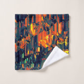 緑がかった上に置き換えられたキャンプファイヤーの抽象芸術モザイク バスタオルセット (ウォッシュタオル)