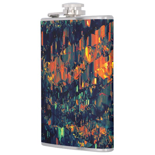 緑がかった上に置き換えられたキャンプファイヤーの抽象芸術モザイク フラスク (左)