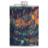 緑がかった上に置き換えられたキャンプファイヤーの抽象芸術モザイク フラスク (正面)