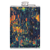 緑がかった上に置き換えられたキャンプファイヤーの抽象芸術モザイク フラスク (裏面)