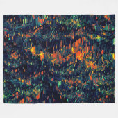 緑がかった上に置き換えられたキャンプファイヤーの抽象芸術モザイク フリースブランケット (正面(横))