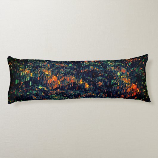 緑がかった上に置き換えられたキャンプファイヤーの抽象芸術モザイク ボディピロー (裏面)