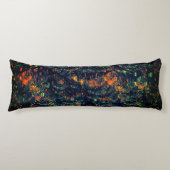 緑がかった上に置き換えられたキャンプファイヤーの抽象芸術モザイク ボディピロー (正面)