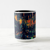 緑がかった上に置き換えられたキャンプファイヤーの抽象芸術モザイク マグカップ (中央)