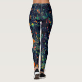 緑がかった上に置き換えられたキャンプファイヤーの抽象芸術モザイク レギンス (裏面)