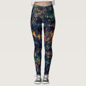 緑がかった上に置き換えられたキャンプファイヤーの抽象芸術モザイク レギンス (正面)