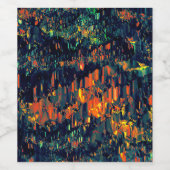 緑がかった上に置き換えられたキャンプファイヤーの抽象芸術モザイク ワインラベル (シングルラベル)