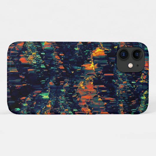 緑がかった上に置き換えられたキャンプファイヤーの抽象芸術モザイク Case-Mate iPhoneケース (裏面(横))