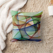 緑がかった抽象芸術枕デザイン クッション (ブランケット)