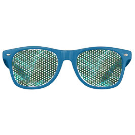 '緑がかった枠付きの目'、スクラッチと青みがかったグリッド レトロサングラス