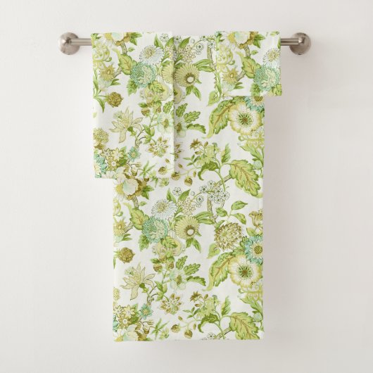 緑がかった花柄バスタオルセット バスタオルセット (インサイチュ)