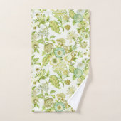 緑がかった花柄バスタオルセット バスタオルセット (ハンドタオル)