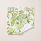 緑がかった花柄バスタオルセット バスタオルセット (ウォッシュタオル)