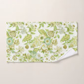 緑がかった花柄バスタオルセット バスタオルセット (ハンドタオル)