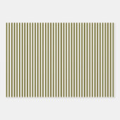 緑がかった茶色と白のストライプ ラッピングペーパーシート (正面)