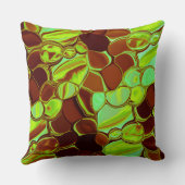 緑がかった茶色の丸い金属的な知覚 クッション (裏面)