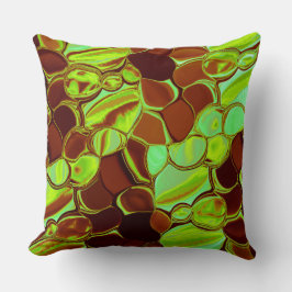 緑がかった茶色の丸い金属的な知覚 クッション