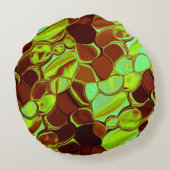 緑がかった茶色の丸い金属的な知覚 ラウンドクッション (裏面)
