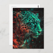 緑がかった赤のライトトレイルを持つヒョウ ポストカード (正面/裏面)