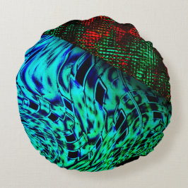 緑がかった青、赤い四角い詳細のツイスト効果 ラウンドクッション