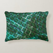 「緑がかった額縁の目」、スクラッチ、青いグレーチング アクセントクッション (正面)