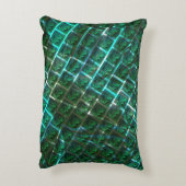 「緑がかった額縁の目」、スクラッチ、青いグレーチング アクセントクッション (裏面(縦))