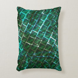 「緑がかった額縁の目」、スクラッチ、青いグレーチング アクセントクッション