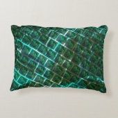 「緑がかった額縁の目」、スクラッチ、青いグレーチング アクセントクッション (裏面)