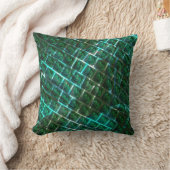 「緑がかった額縁の目」、スクラッチ、青いグレーチング クッション (ブランケット)