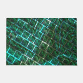 「緑がかった額縁の目」、スクラッチ、青いグレーチング ドアマット (正面)