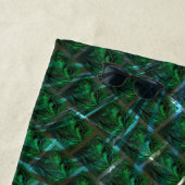 「緑がかった額縁の目」、スクラッチ、青いグレーチング ビーチタオル (インサイチュ)