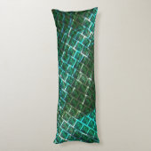 「緑がかった額縁の目」、スクラッチ、青いグレーチング ボディピロー (裏面 (縦))