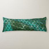 「緑がかった額縁の目」、スクラッチ、青いグレーチング ボディピロー (正面)