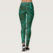 「緑がかった額縁の目」、スクラッチ、青いグレーチング レギンス (裏面)