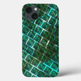 「緑がかった額縁の目」、スクラッチ、青いグレーチング iPhone 13ケース