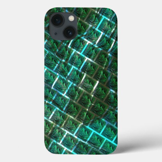 「緑がかった額縁の目」、スクラッチ、青いグレーチング Case-Mate iPhoneケース (裏面)