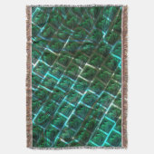 『緑がかった額縁』、傷、青い格子 スローブランケット (正面縦)