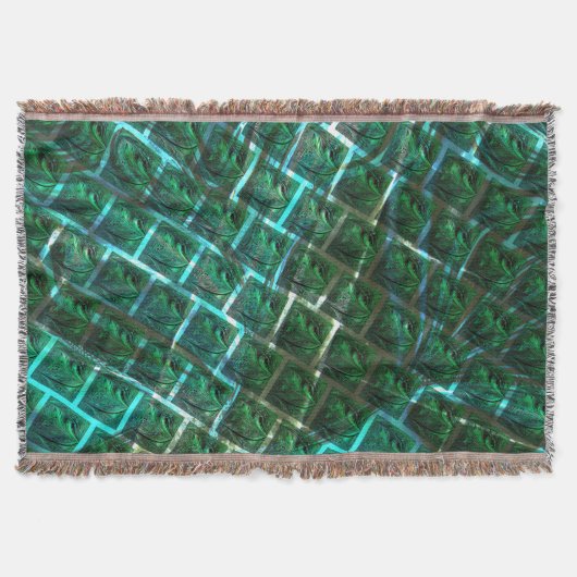『緑がかった額縁』、傷、青い格子 スローブランケット (正面)