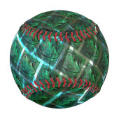 『緑がかった額縁』、傷、青い格子 野球ボール (裏面)